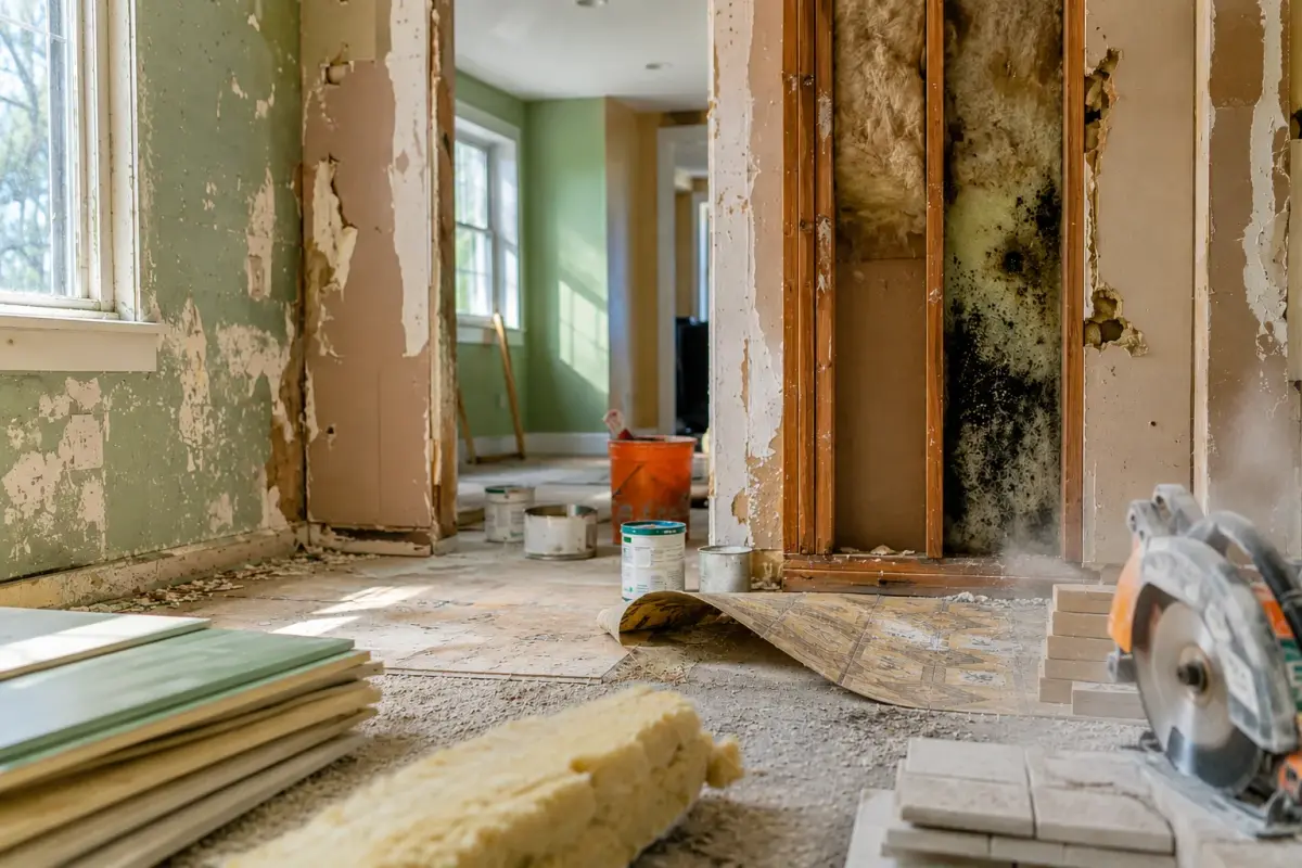 Common toxins released during a home remodel including lead, asbestos, VOCs, mold, and silica